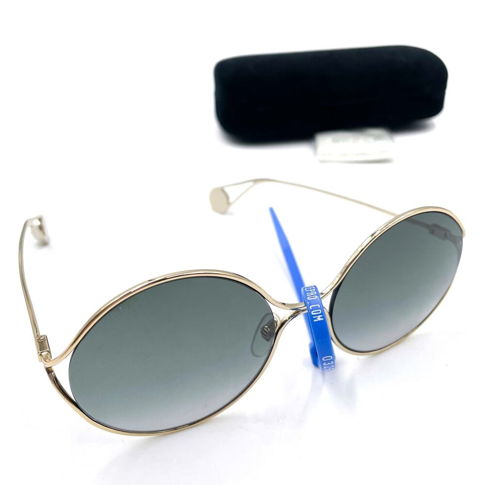 Gucci Round Sunglasses Round Pearl Tip Gold Metal Frame GG0253S - Picture 1 of 15
